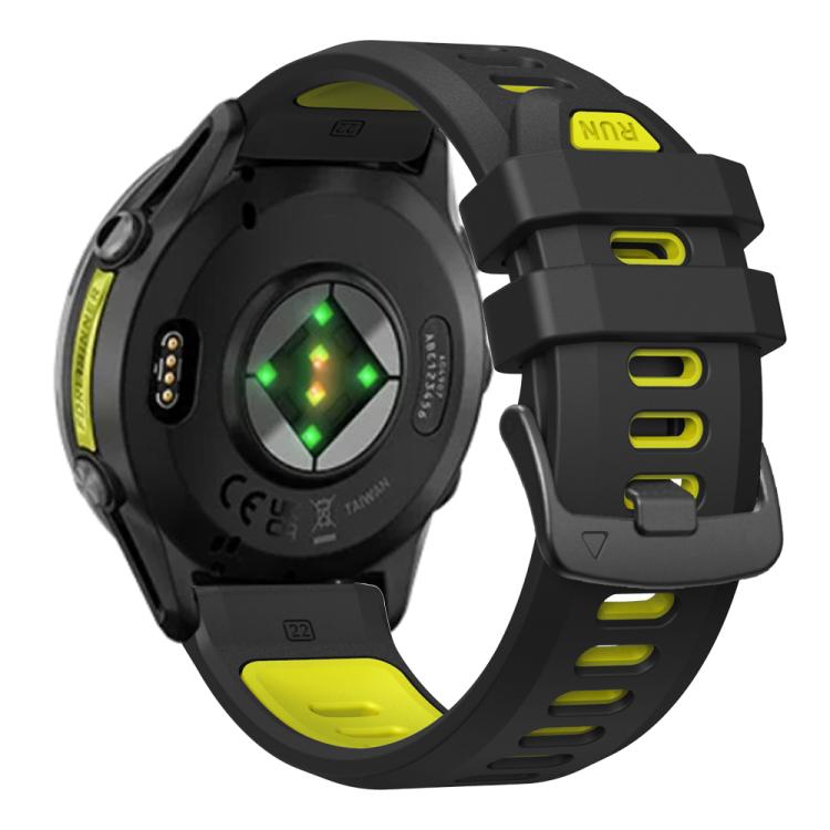 For Garmin Forerunner 970 Two Color Steel Buckle Silicone Watch Band(Black Lime)
