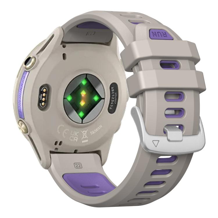For Garmin Forerunner 970 Two Color Steel Buckle Silicone Watch Band(Sand Purple)