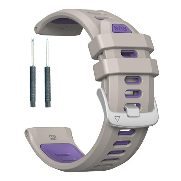 For Garmin Forerunner 970 Two Color Steel Buckle Silicone Watch Band(Sand Purple)