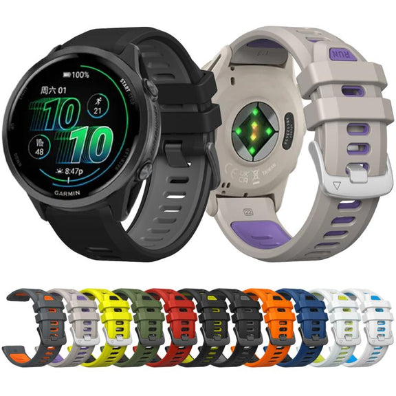 For Garmin Forerunner 970 Two Color Steel Buckle Silicone Watch Band(Sand Purple)