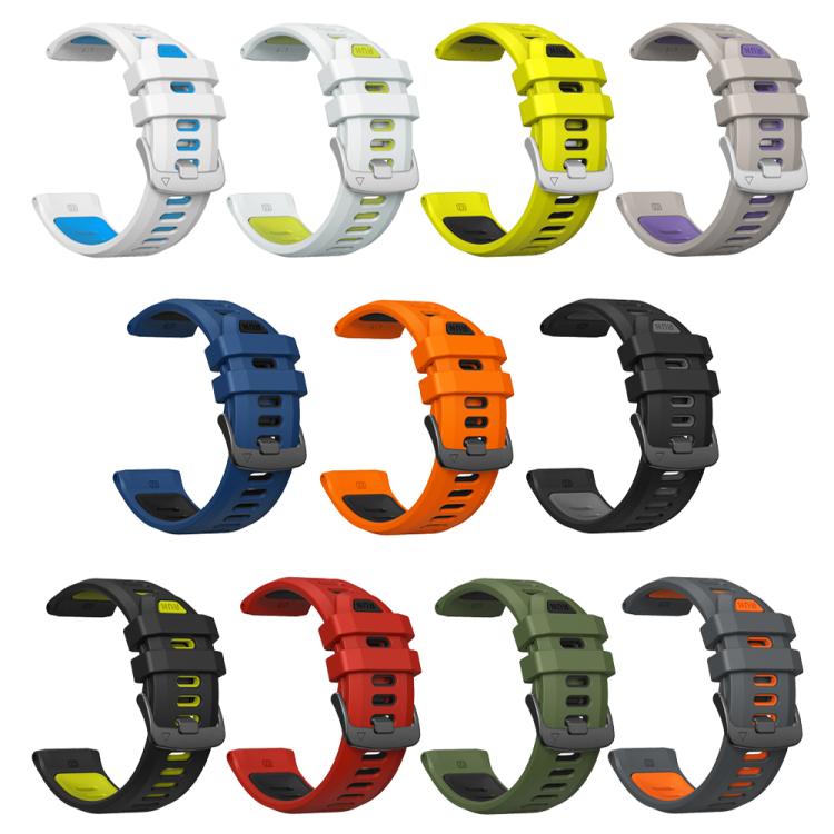For Garmin Forerunner 970 Two Color Steel Buckle Silicone Watch Band(Lime Black)