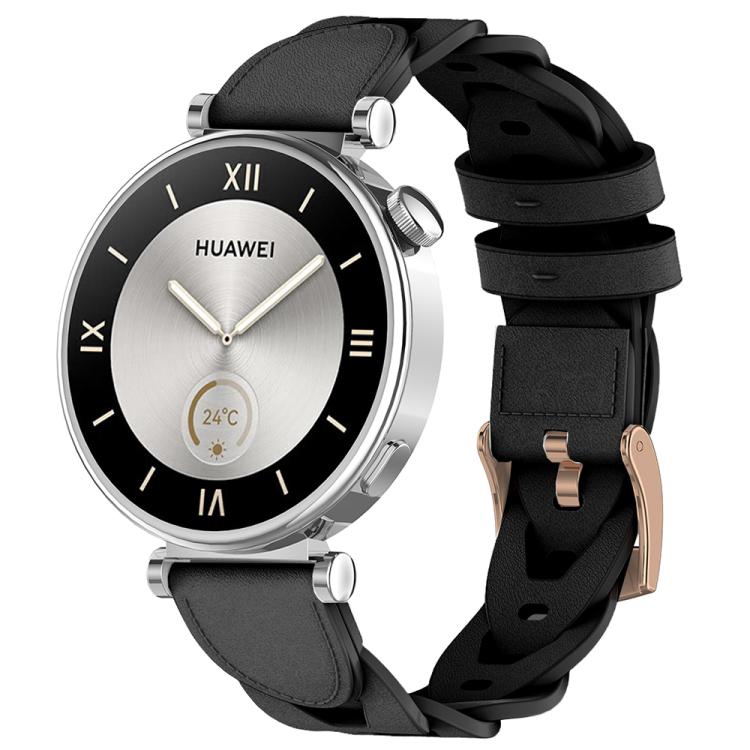 18mm Rose Gold Buckle Twist Leather Watch Band(Black) - free shipping - PMC TechLife - Order now!