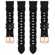 18mm Rose Gold Buckle Twist Leather Watch Band(Black)