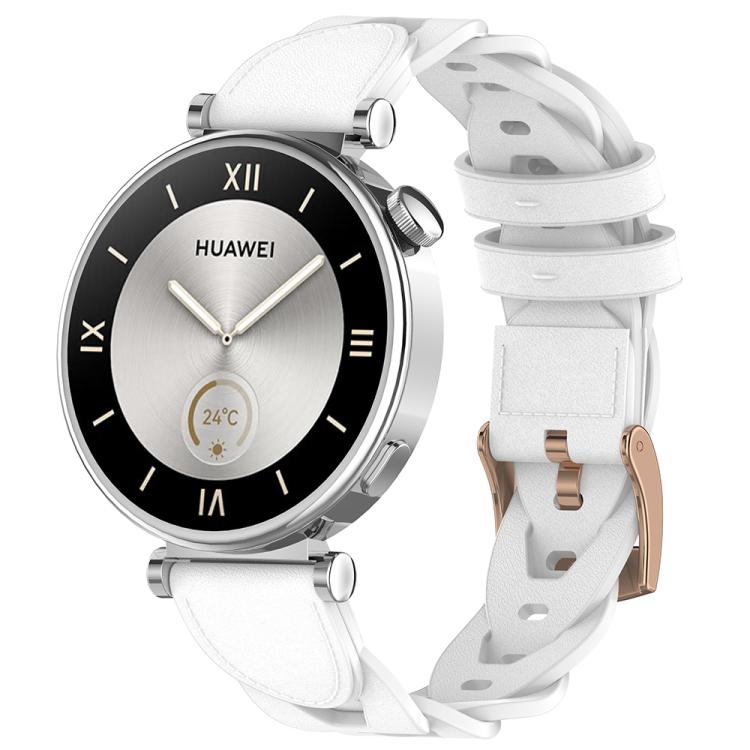 18mm Rose Gold Buckle Twist Leather Watch Band(White) - free shipping - PMC TechLife - Order now!