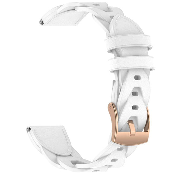 18mm Rose Gold Buckle Twist Leather Watch Band(White)