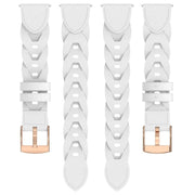 18mm Rose Gold Buckle Twist Leather Watch Band(White)