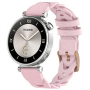 18mm Rose Gold Buckle Twist Leather Watch Band(Pink)