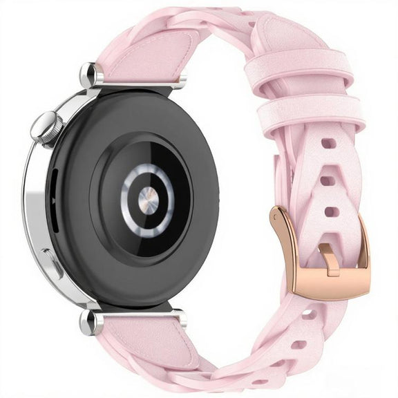 18mm Rose Gold Buckle Twist Leather Watch Band(Pink)