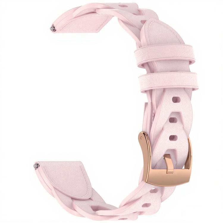 18mm Rose Gold Buckle Twist Leather Watch Band(Pink)