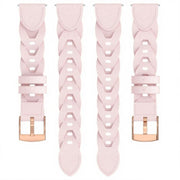 18mm Rose Gold Buckle Twist Leather Watch Band(Pink)