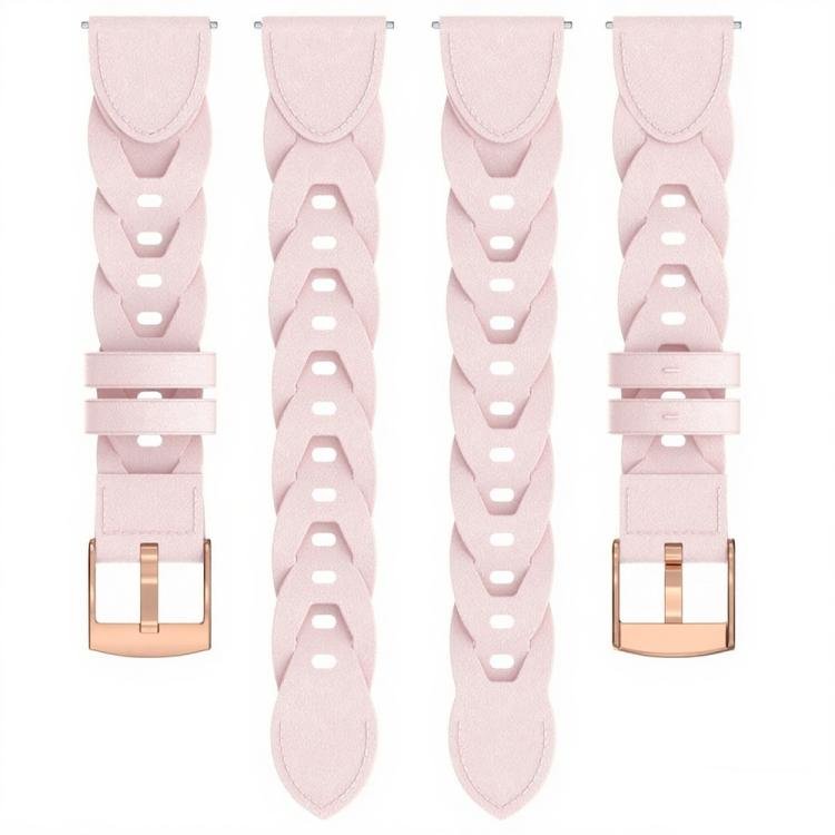 18mm Rose Gold Buckle Twist Leather Watch Band(Pink)