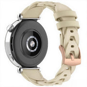 18mm Rose Gold Buckle Twist Leather Watch Band(Apricot)