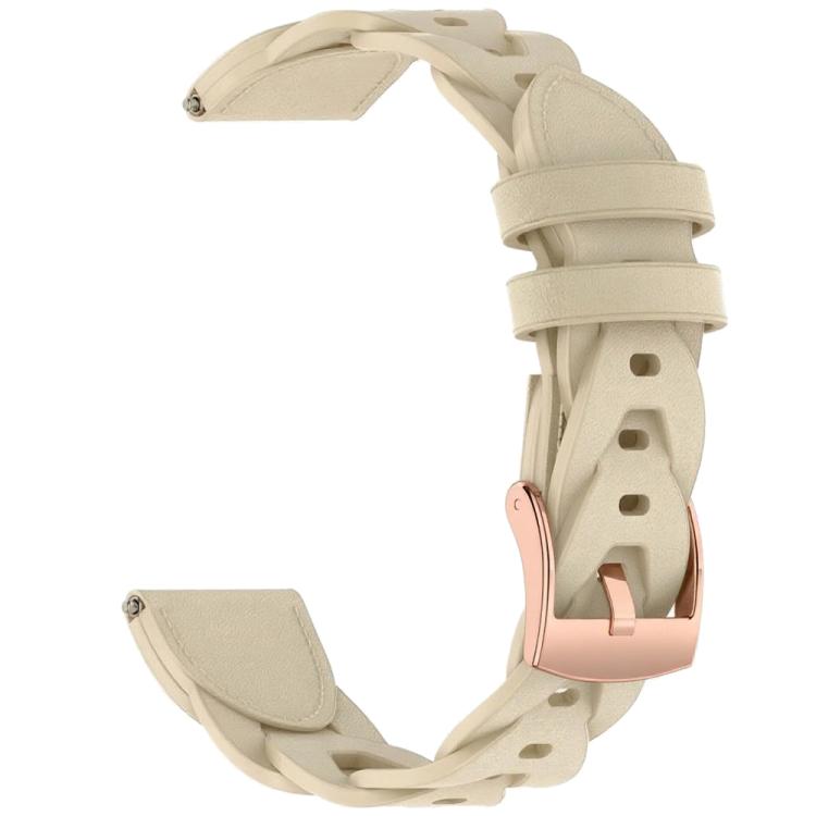 18mm Rose Gold Buckle Twist Leather Watch Band(Apricot)