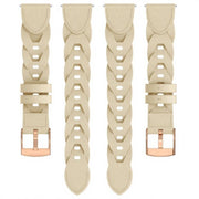 18mm Rose Gold Buckle Twist Leather Watch Band(Apricot)