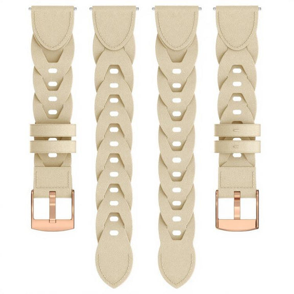 18mm Rose Gold Buckle Twist Leather Watch Band(Apricot)