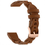 18mm Rose Gold Buckle Twist Leather Watch Band(Brown)