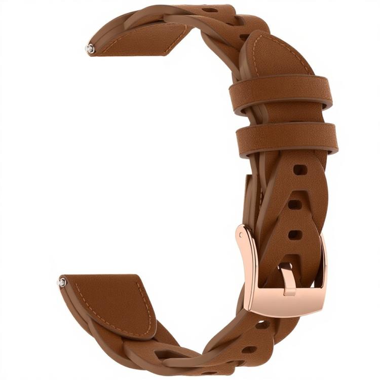 18mm Rose Gold Buckle Twist Leather Watch Band(Brown)