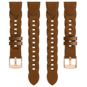 18mm Rose Gold Buckle Twist Leather Watch Band(Brown)