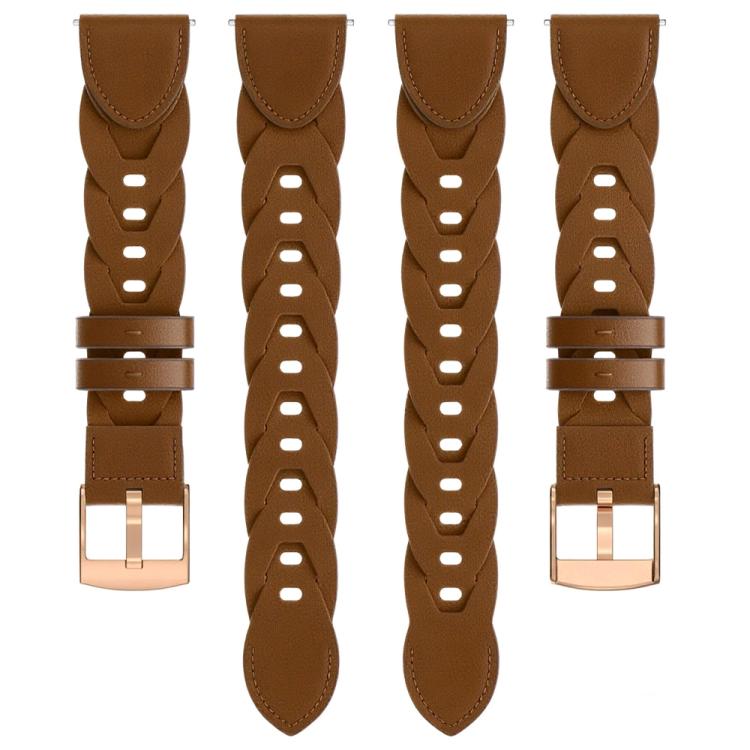 18mm Rose Gold Buckle Twist Leather Watch Band(Brown)