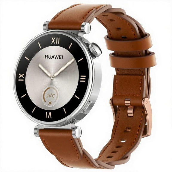 18mm Rose Gold Buckle Twist Leather Watch Band(Brown)
