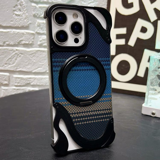 For iPhone 15 Pro Metal Frameless 360 Degree Rotation Holder MagSafe Phone Case(Black) - free shipping - PMC Jewellery - Order now!