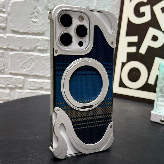 For iPhone 15 Pro Max Metal Frameless 360 Degree Rotation Holder MagSafe Phone Case(Silver) - free shipping - PMC Jewellery - Order now!