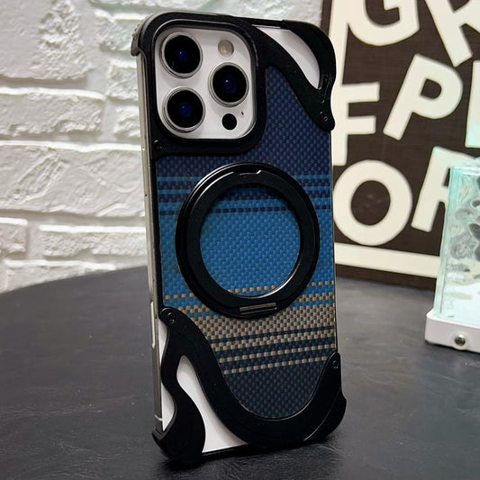 For iPhone 16 Pro Max Metal Frameless 360 Degree Rotation Holder MagSafe Phone Case(Black) - free shipping - PMC Jewellery - Order now!