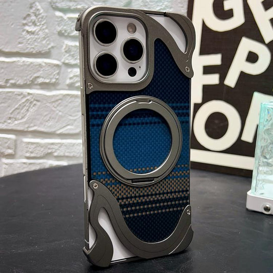 For iPhone 16 Pro Max Metal Frameless 360 Degree Rotation Holder MagSafe Phone Case(Titanium Color) - free shipping - PMC Jewellery - Order now!