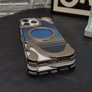 For iPhone 14 Pro Metal Frameless 360 Degree Rotation Holder MagSafe Phone Case(Silver)