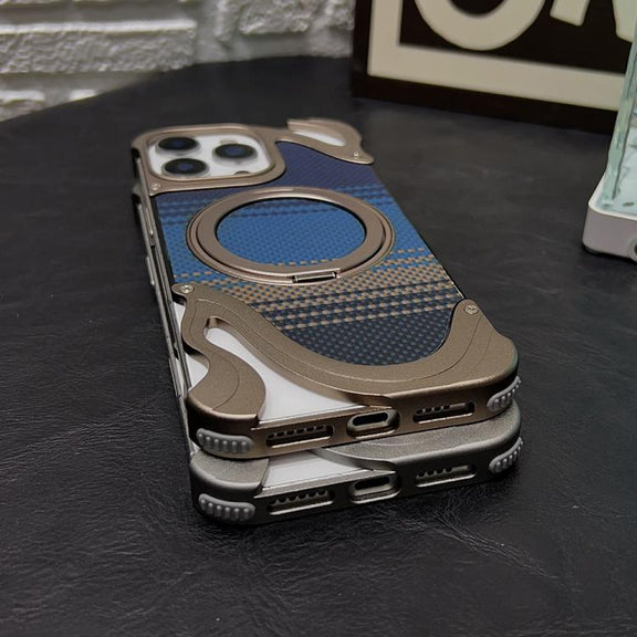 For iPhone 14 Pro Metal Frameless 360 Degree Rotation Holder MagSafe Phone Case(Silver)