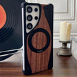 For Samsung Galaxy S25 Ultra 5G Walnut Metal Frameless 360 Degree Rotation Holder MagSafe Phone Case(Black) - free shipping - PMC TechLife - Order now!
