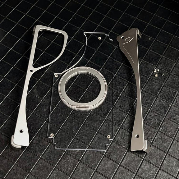 For Samsung Galaxy S25 Ultra 5G Metal Frameless 360 Degree Rotation Holder MagSafe Transparent Phone Case(Dessert Gold)