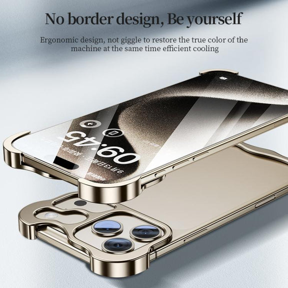 For iPhone 17 Pro Max Frameless Metal Corner Pad Phone Case with Lens Film(Black)