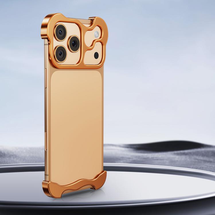 For iPhone 17 Pro Frameless Metal Corner Pad Phone Case with Lens Film(Gold) - free shipping - PMC TechLife - Order now!
