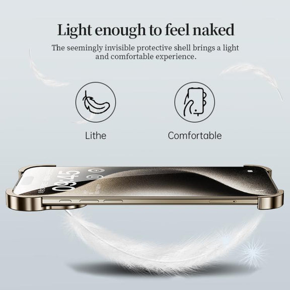 For iPhone 17 Pro Frameless Metal Corner Pad Phone Case with Lens Film(Gold)