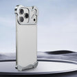 For iPhone 17 Pro Frameless Metal Corner Pad Phone Case with Lens Film(Silver) - free shipping - PMC TechLife - Order now!