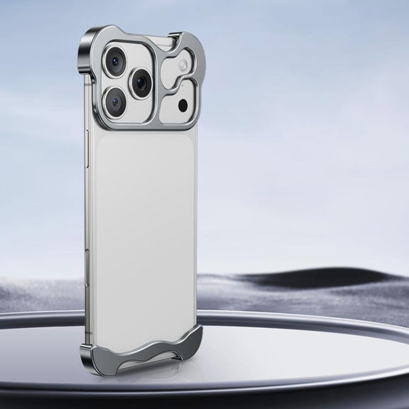 For iPhone 17 Pro Frameless Metal Corner Pad Phone Case with Lens Film(Grey)