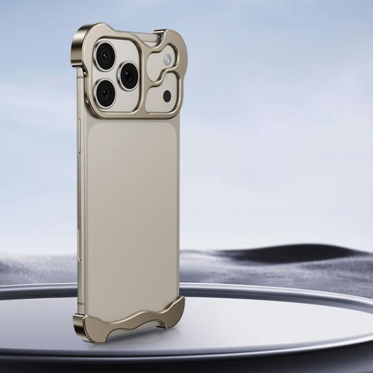 For iPhone 17 Pro Frameless Metal Corner Pad Phone Case with Lens Film(Titanium) - free shipping - PMC Jewellery - Order now!