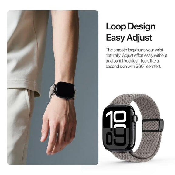 For Apple Watch 42 / 44 / 45 / 46 / 49mm DUX DUCIS Mixture Ultra Series Magnetic Buckle Nylon Braided Strap(Clay)