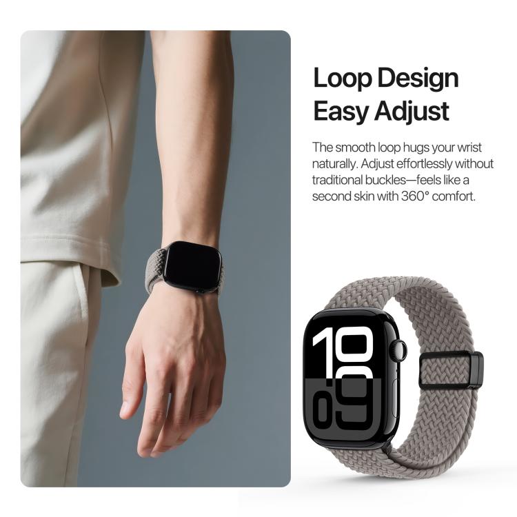 For Apple Watch 42 / 44 / 45 / 46 / 49mm DUX DUCIS Mixture Ultra Series Magnetic Buckle Nylon Braided Strap(Clay)