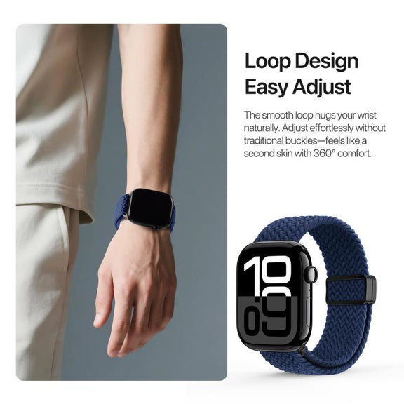 For Apple Watch 42 / 44 / 45 / 46 / 49mm DUX DUCIS Mixture Ultra Series Magnetic Buckle Nylon Braided Strap(Deep Blue)