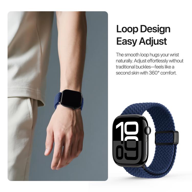 For Apple Watch 42 / 44 / 45 / 46 / 49mm DUX DUCIS Mixture Ultra Series Magnetic Buckle Nylon Braided Strap(Deep Blue)