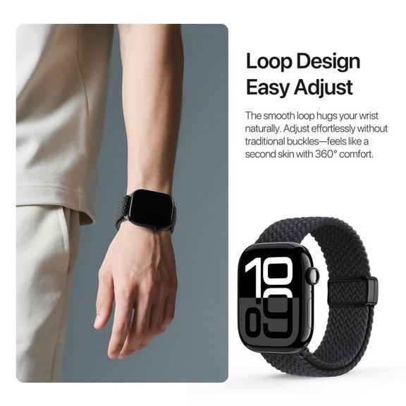 For Apple Watch 42 / 44 / 45 / 46 / 49mm DUX DUCIS Mixture Ultra Series Magnetic Buckle Nylon Braided Strap(Midnight)