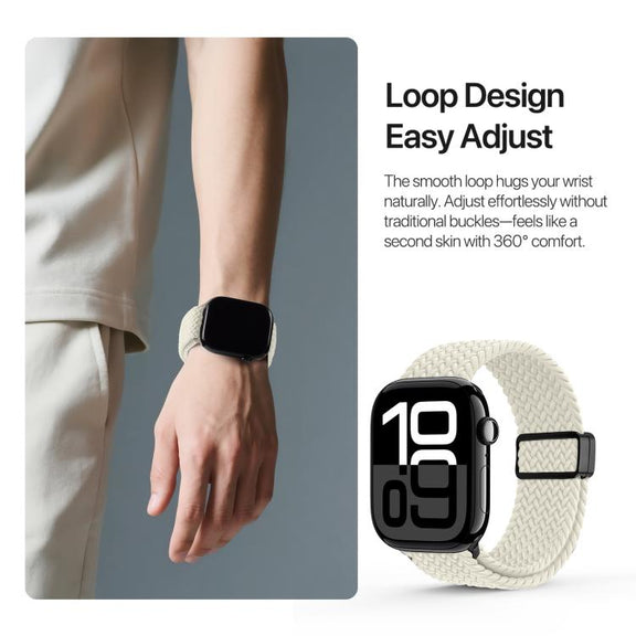 For Apple Watch 42 / 44 / 45 / 46 / 49mm DUX DUCIS Mixture Ultra Series Magnetic Buckle Nylon Braided Strap(Starlight)