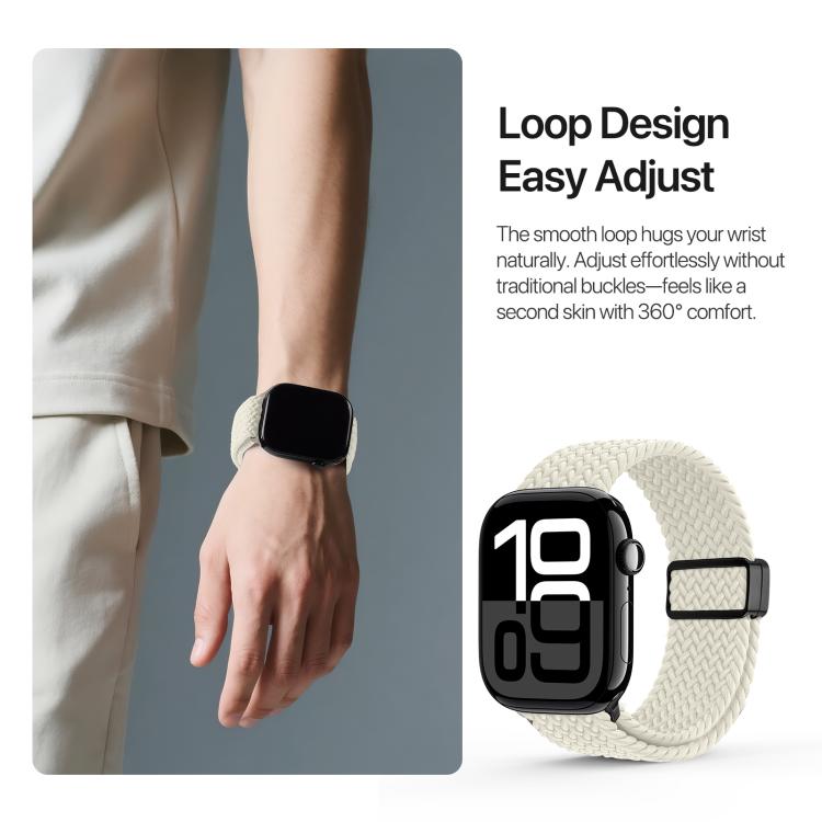 For Apple Watch 42 / 44 / 45 / 46 / 49mm DUX DUCIS Mixture Ultra Series Magnetic Buckle Nylon Braided Strap(Starlight)