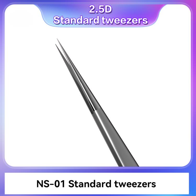 i2C NS Series Super Alloy High Precision Stainless Steel Super Hard Extra Tip Flying Wire Tweezers, Model:NS-01 2.5 Standard