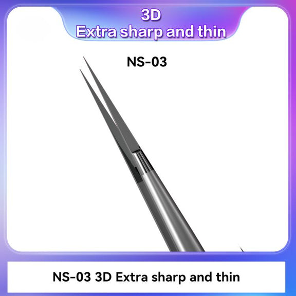 i2C NS Series Super Alloy High Precision Stainless Steel Super Hard Extra Tip Flying Wire Tweezers, Model:NS-03 Extra Hard Tip