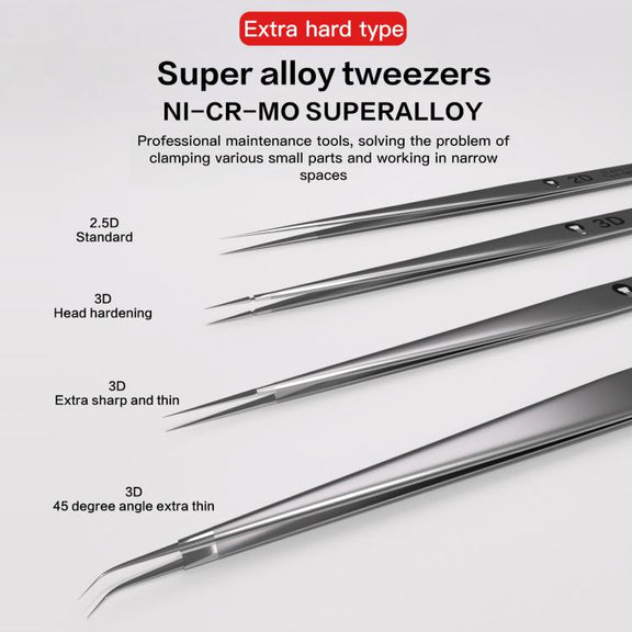 i2C NS Series Super Alloy High Precision Stainless Steel Super Hard Extra Tip Flying Wire Tweezers, Model:NS-01 2.5 Standard