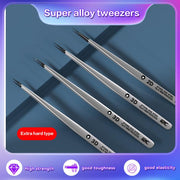 i2C NS Series Super Alloy High Precision Stainless Steel Super Hard Extra Tip Flying Wire Tweezers, Model:NS-03 Extra Hard Tip