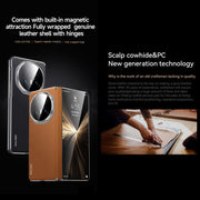 For Honor Magic V5 SULADA Frameless Top Layer Cowhide Leather PC Phone Case(Brown)
